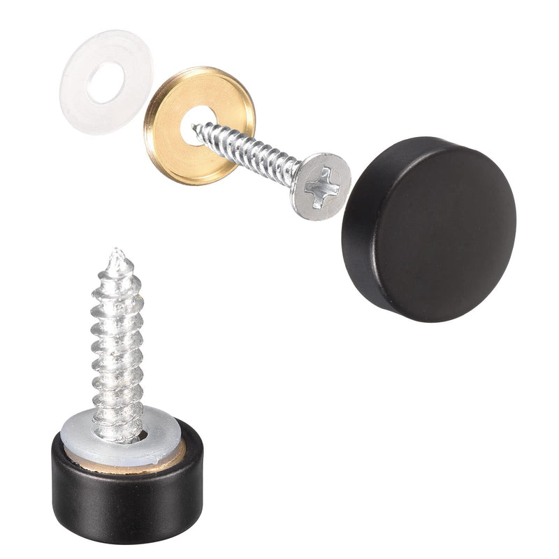 [Australia - AusPower] - uxcell Mirror Screws, 10mm/0.39", 10Pcs Brass Decorative Cap Screws Cover Nails Fasteners for Mirror Tables Bath Plates Wardrobes Glass Signs, Black 10mm/0.39" 