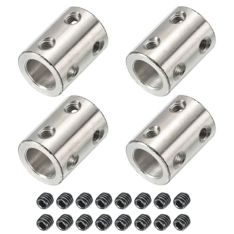[Australia - AusPower] - PATIKIL Shaft Coupler Connector L22 x D16 10mm to 10mm Bore Rigid Coupling Stainless Steel Shaft Joint w Screw for 3D Printers Silver 4Pack 