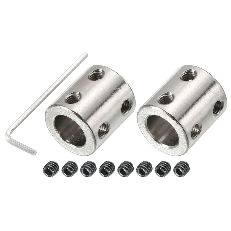 [Australia - AusPower] - PATIKIL Shaft Coupler Connector L22 x D20 12mm to 12mm Bore Rigid Coupling Stainless Steel Shaft Joint w Screw,Wrench for 3D Printers Silver 2Pack 2 