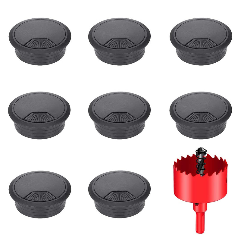 [Australia - AusPower] - 8PCS Desk Grommet, Desk Grommet 2Inch(50mm) Desk Cable Grommet Desk Cable Hole Covers with Hole Saw, Ideal Solution for Office and Home Table Cable (Black, 2Inch_50mm) 2Inch_50mm Black 8PCS 