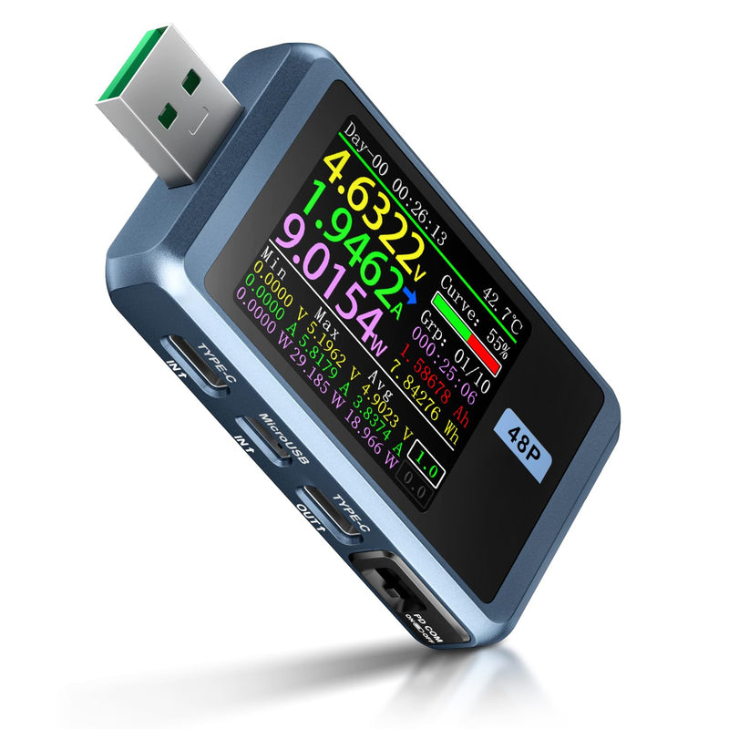 [Australia - AusPower] - FNIRSI USB Tester 4-24V 6.5A LCD USB A&C Voltage Current Power Display Multimeter with App Software, Fast Charge Detection Trigger, PD2.0/PD3.0,QC2.0/QC3.0, CNC Metal Shell 