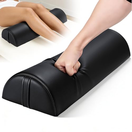 Upgraded Large Massage Bolsters for Under Legs, 24x8x4 in Half Moon Pillow Large Black - 24x8x4 in - Pu Leather