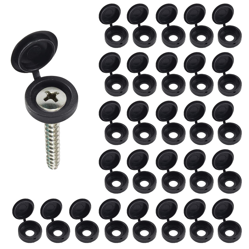 [Australia - AusPower] - Litoexpe 200 Black 5mm Plastic Hinged Screw Caps, Flip Tops for Screw Protection 5mm ID 
