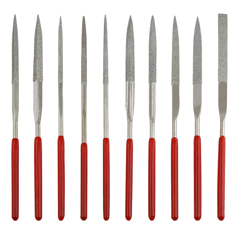 [Australia - AusPower] - Litoexpe 10-Piece Mini Needle File Set, Multipurpose Small Diamond File Kit for Metal, Crafts, Wood, Plastic Sanding, 3x140mm 