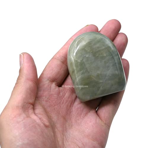 Amazing Gemstone Aquamarine Crystal Standing Palm Stone - Aquamarine Palm Stones and Crystals, A++ Grade Gemstones and Crystals - Healing Crystals and Healing Stones Office Regular