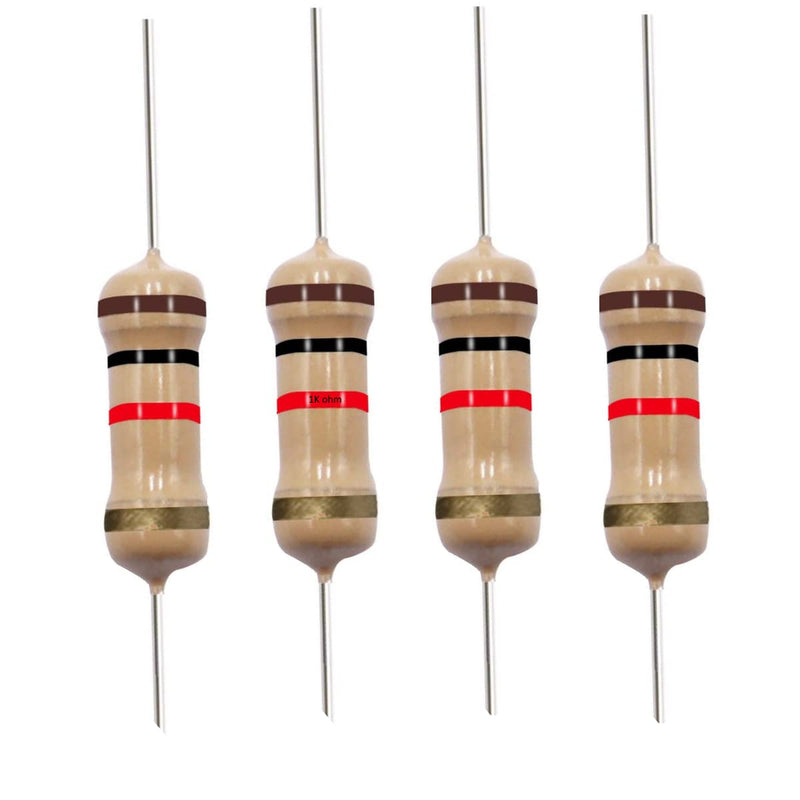 [Australia - AusPower] - 1K Ohm Carbon Film Single Fixed Resistor 1/2 W (0.5 Watts) 5% Tolerance, (1K R, 1K ohm, 1K ?) Resistor (40 Pack) 40 