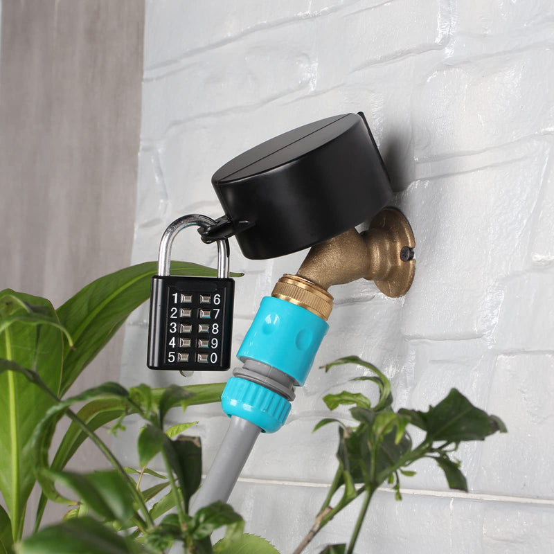 [Australia - AusPower] - Outdoor Faucet Lock System -Gate Valve LockoutDevice -Prevent Water Theft by Cover and Code Lock,Stop Unauthorized Water use and Vandalism,Faucet Protection Cover (Password Hanging Lock? Black 