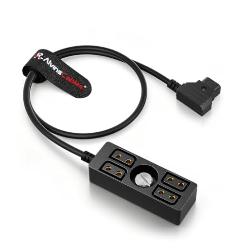 Alvin's Cables Dtap Splitter with Screw Power Cable for V-Mount|Gold-Mount Battery, Dtap Male to 4 Port D Tap Female Splitter Hub for ARRI RED Teradek SmallHD SmallRig 40cm/15.7in 40cm/15.7in Cable with Screw