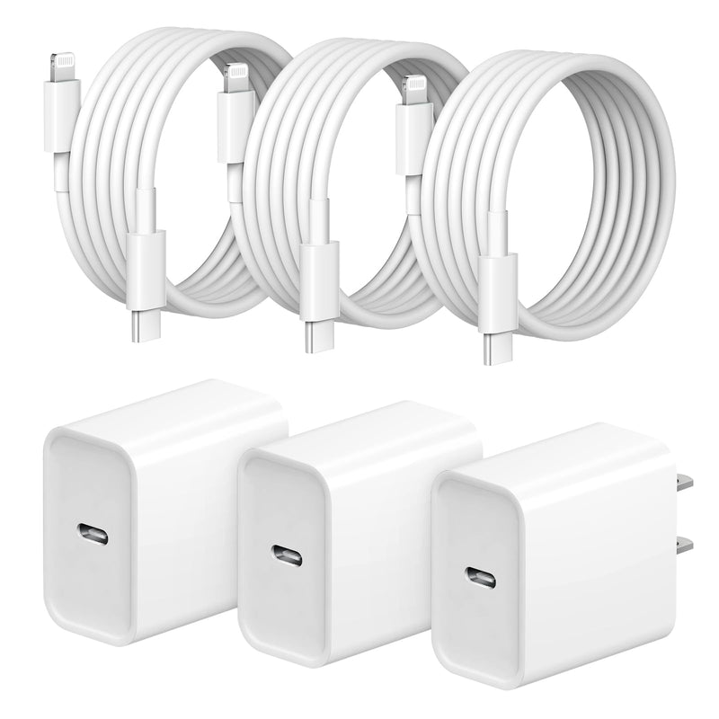 [Australia - AusPower] - iPhone Fast Charger 3+3Pack 20W USB C Wall Charger with 6FT Fast Charging Cable Compatible with iPhone 14/13/12/11/Pro/Pro Max 3Pack 