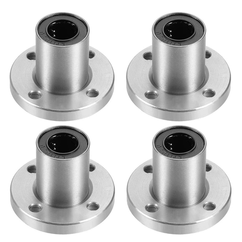 [Australia - AusPower] - Linear Ball Bearings, LMF12UU 12mm Round Flange Linear Motion Bushing Double Side Rubber Sealed for 12mm Linear Shaft CNC Machine 3D Printer 4 Pack Standard 
