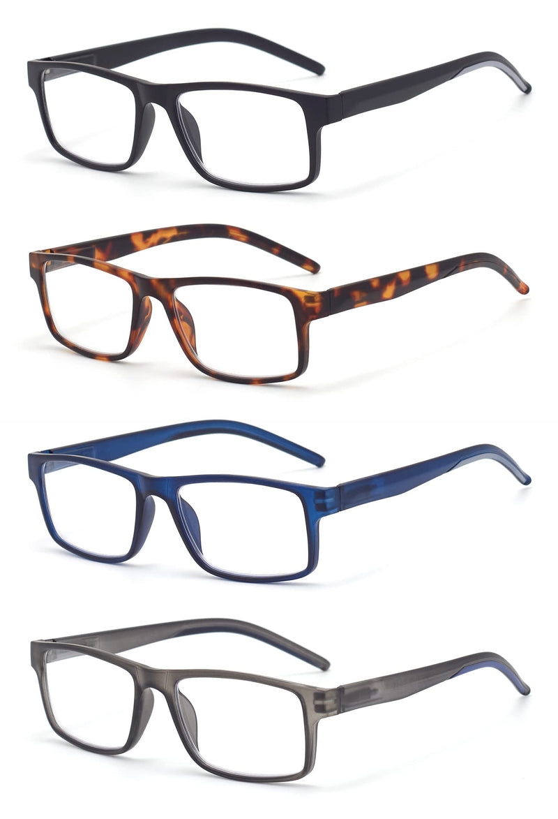 [Australia - AusPower] - Reading Glasses for Men Women, Spring Hinge Readers Glasses, Blue Light Blocking Lens Eyeglasses SR20523 4 Pairs Mix 1.75 x 