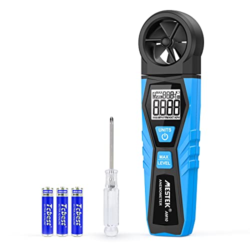 Wind Gauge Digital Anemometer MESTEK Wind Meter Handheld Wind Speed Air Temperature Max Wind Gauge Measure 1.1~30m/s Wind Speed for Windsurfing Kite Drone Flying Sailing Surfing HVAC CFM