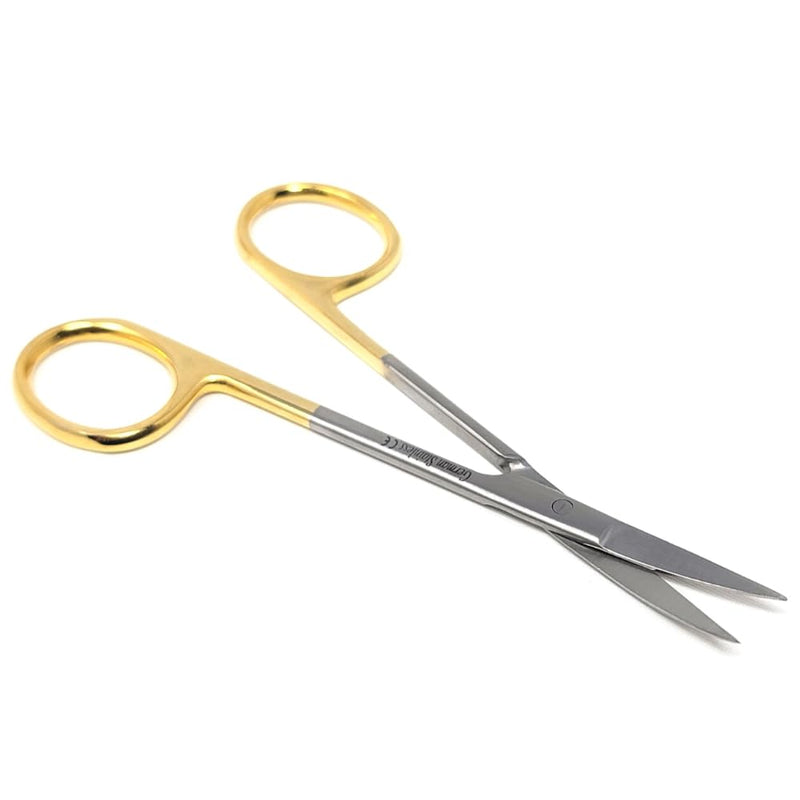 Premium Iris Scissors Micro Dissecting Scissors Curved 4.5" with Fine Sharp Blades Made of Stainless Steel Medical Surgical Tools (Gold Handle) Gold Handle
