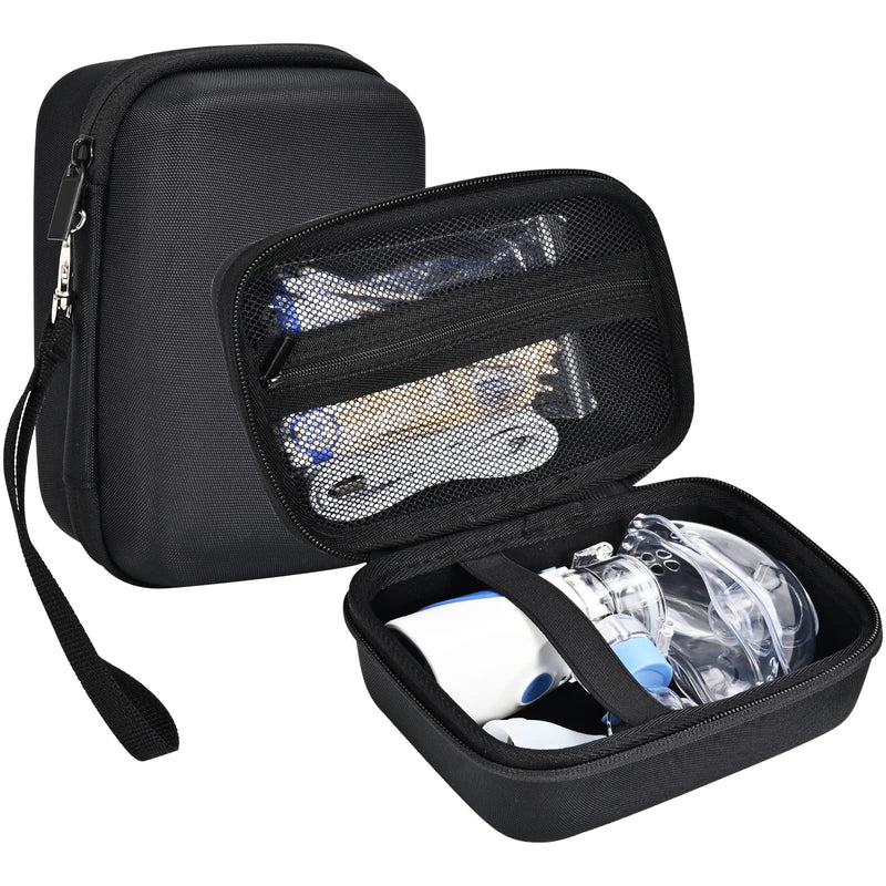 [Australia - AusPower] - ProCase Carrying Case for Portable Nebulizer Travel, Handheld Nebulizador Machine for Adults Kids, Hard Organizer Holder Storage Bag with Pocket for Chamber Inhaler Spacer Asthma Medicine Kits -Black Black 