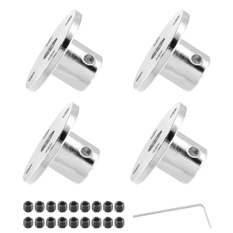 [Australia - AusPower] - 4 Pieces 6mm Flange Coupling Connector, Rigid Flange Shaft Coupling Shaft Mounting Hub with Set Screws & Wrench 