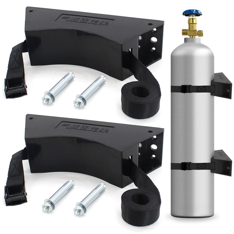 [Australia - AusPower] - 2PCS Propane Tank Holder, Gas Cylinder Holder, Cylinder Wall Mounted Bracket , ABS Gas Cylinder Holder with Screws and Safety Chain Supported 4"-12" , Suitable for Rv Water Softener2?Black? 2PCS Black 