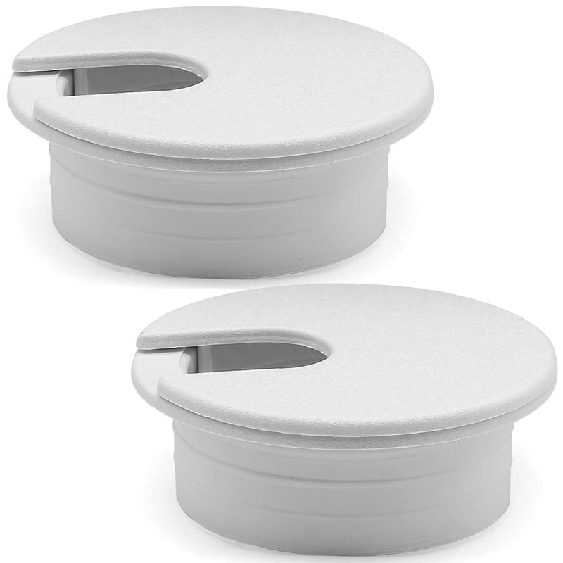 [Australia - AusPower] - White Desk Cord Grommets 1-1/2 Inch, Plastic Grommet Cable Hole Cover for Office Equipment, Computer Desk Wires - 2 Pieces White 