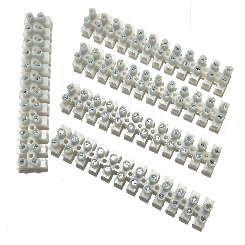 [Australia - AusPower] - (5 Pack) 12 Position / 24 Contact Terminal Block Barrier Strip Dual Row with Screw Connector 30 Amp 300V HVAC Panel Chassis Mount etc. ES1200/12DSFB 5 