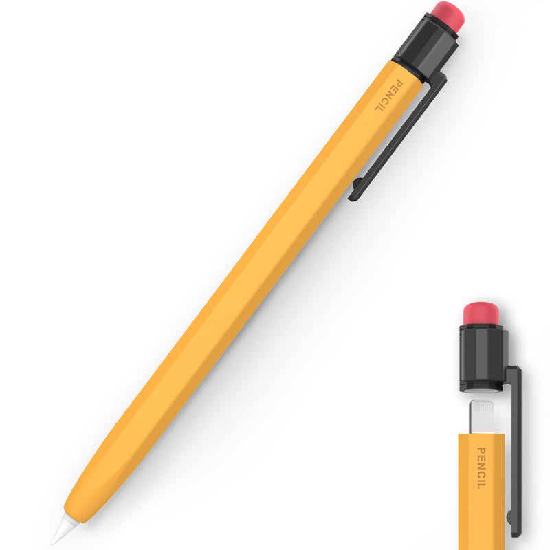[Australia - AusPower] - iPencil Case Sleeve Silicone Protective Cover Perfect Grip Skin Classic Design with Sturdy Clip Compatible with Apple Pencil 1st Generation (Yellow) Yellow 