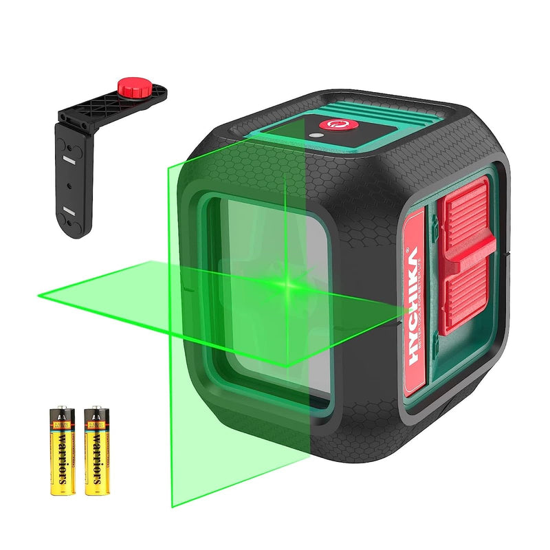 [Australia - AusPower] - HYCHIKA Laser Level 360 Self Leveling, 50 ft Lazer Leveler Tool, Green Cross Line Lazer Level for Picture Hanging, Tile, Decoration & DIY Indoor/Outdoor Construction, Battery & L-Bracket Included 