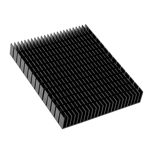 Smart Aluminum Heatsink, Electronic Component, Heatsink, Design, 150 x 120 x 20 mm, for CPU Amplifier, PCB Board (Black) black