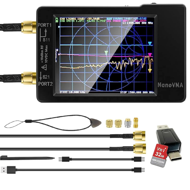 [Australia - AusPower] - AURSINC NanoVNA-H Vector Network Analyzer with 32GB SD Card, HW V3.6 10KHz-1.5GHz HF VHF UHF Antenna Analyzer Ham Radio Measuring S Parameters, Voltage Standing Wave Ratio, Phase, Smith Chart Brown 