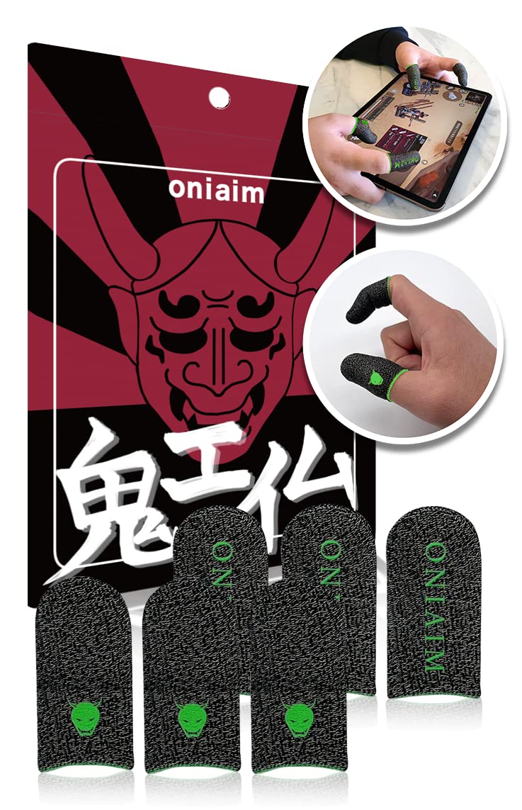 [Australia - AusPower] - OniAim Gaming Finger Sleeves High Sensitivity Silver Fiber Mobile Game Thumb Covers for FPS, Sound Games, PUBG Anti-Sweat 6-Pack DemonSleeves (Green) Green 