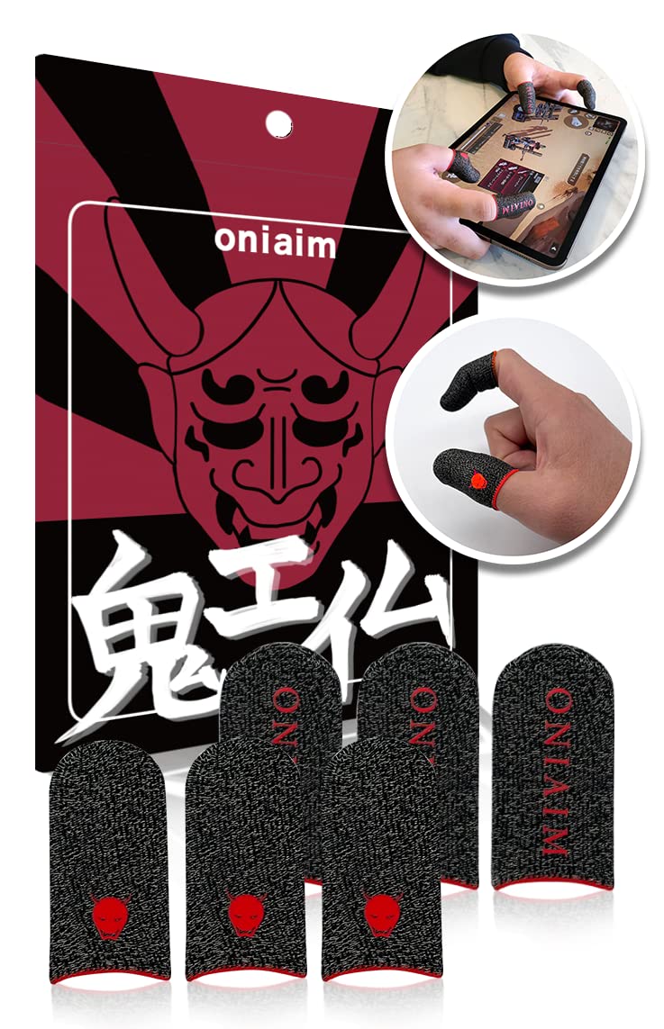 [Australia - AusPower] - OniAim Gaming Finger Sleeves High Sensitivity Silver Fiber Mobile Game Thumb Covers for FPS, Sound Games, PUBG Anti-Sweat 6-Pack DemonSleeves (Red) Red 