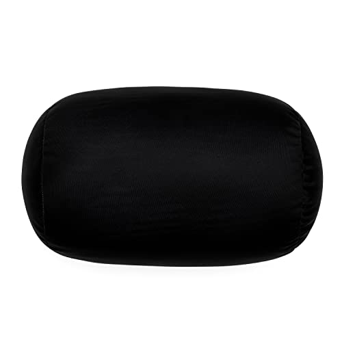 Squish Bean Bed Microbead Pillow Bolster Tube Body Pillow Smooth Cool Touch Fabric Neck & Back Support Throw Travel Pillow Fun Colors (Black) Black