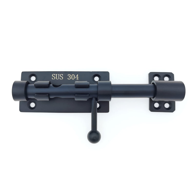 6in Slide Bolt Gate Latch 304 Stainless Steel Barrel Bolt Latch Heavy Duty Door Security Lock Thickened Door Latches Hardware with Mounting Screws for Barn Fence Shed Basement 6in Black