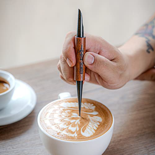 MHW-3BOMBER Latte Art Pen for Barista, Rosewood Coffee Art Pen for Latte, Cappuccino, Macchiato, Espresso Art Tool Barista Gift, CN5400R
