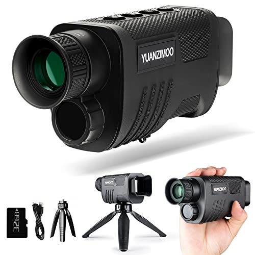 Upgraded Night Vision Monocular Digital Infrared Monocular Telescope for 100% Darkness with 8X Zoom 2000mAh Rechargeable Battery Tripod 32 GB SD Card & Card Reader, for Adult Hunting Camping Black