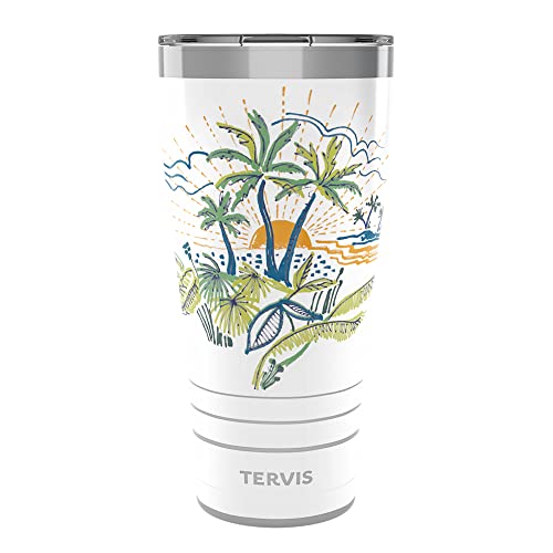 Tervis Traveler Painted Tropical Paradise Triple Walled Insulated Tumbler Travel Cup Keeps Drinks Cold & Hot, 30oz, Stainless Steel Multicolor