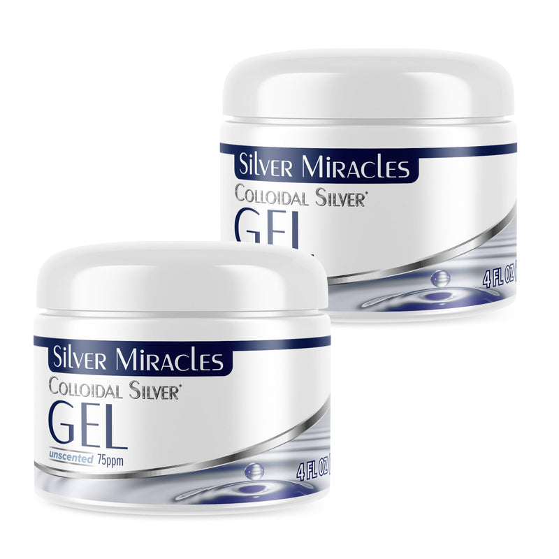 [Australia - AusPower] - Silver Miracles Colloidal Silver Gel - Nano Silver Gel Wound Care - Healing Ointment for Burns & Irritated Skin - 4 Oz Unscented - Two Pack Unflavored 4 Fl Oz (Pack of 2) 