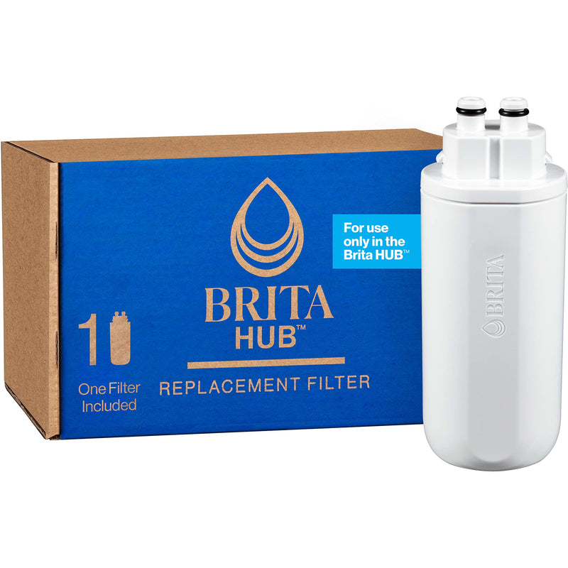 [Australia - AusPower] - Brita Hub Replacement Water Filter, BPA-Free, Replaces 900 Plastic Water Bottles, Lasts Six Months or 120 Gallons, Includes 1 Filter, Kitchen Essential, White Hub Filter 
