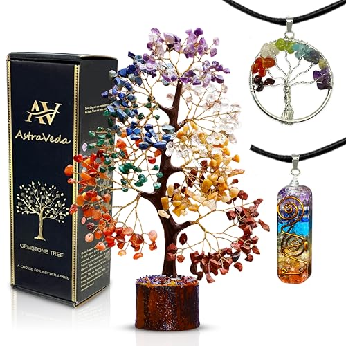 Red Jasper Tree, Crystal Tree, Tree of Life, Chakra Tree, Feng Shui Tree, Healing Crystal, Gemstone Tree, Crystal Gifts, Healing Stones, Spiritual Gift A2 - Seven Chakra Tree, Two Pendants