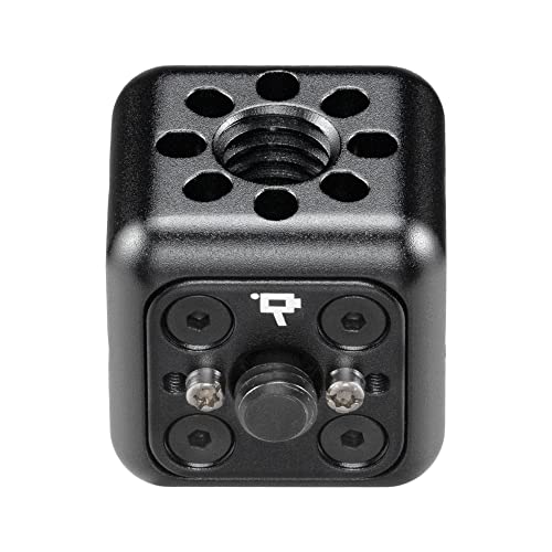 Wooden Camera Accessory Cube with Anti-Twist Pins to Mount to Cage or Rig, Compact 1" Cube for Mounting Accessories (1/4"-20) 1/4"-20