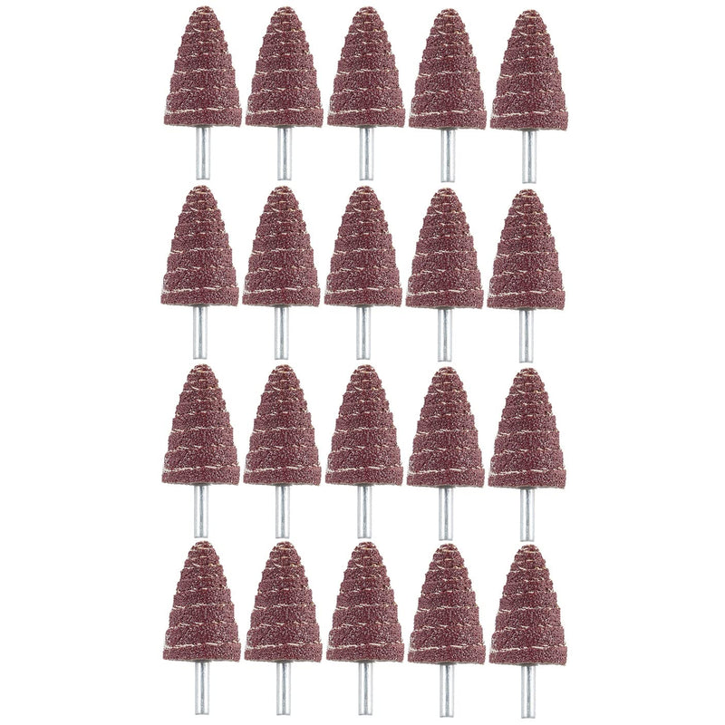 [Australia - AusPower] - 6mm x 16mm Cone Shape Abrasive Sandpaper Cone Shape Abrasive Sander, 80 Grit 1/4" Shank, 20Pcs 6mm x 16mm Cone 