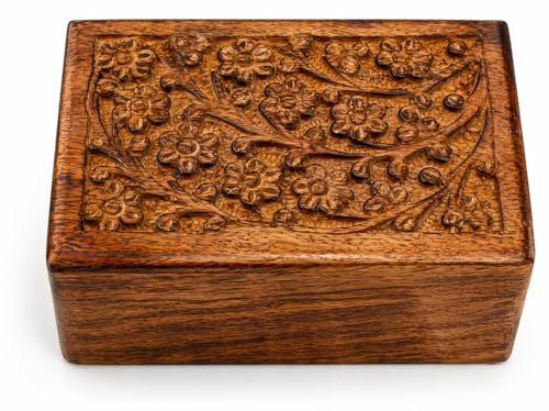 Handmade Wooden Pet Urn Box for Dog & Cat Ashes Keepsake Cremation Box 6 x 4 Inches