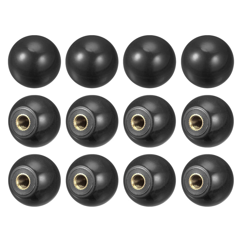 [Australia - AusPower] - uxcell 12Pcs Threaded Ball Knobs, M6 Female Thread Thermoset Ball Knob 0.98'' Dia Black Round Operation Ball Handles with Copper Insert for Machine Handle Tool Replacement M6x0.98'' 
