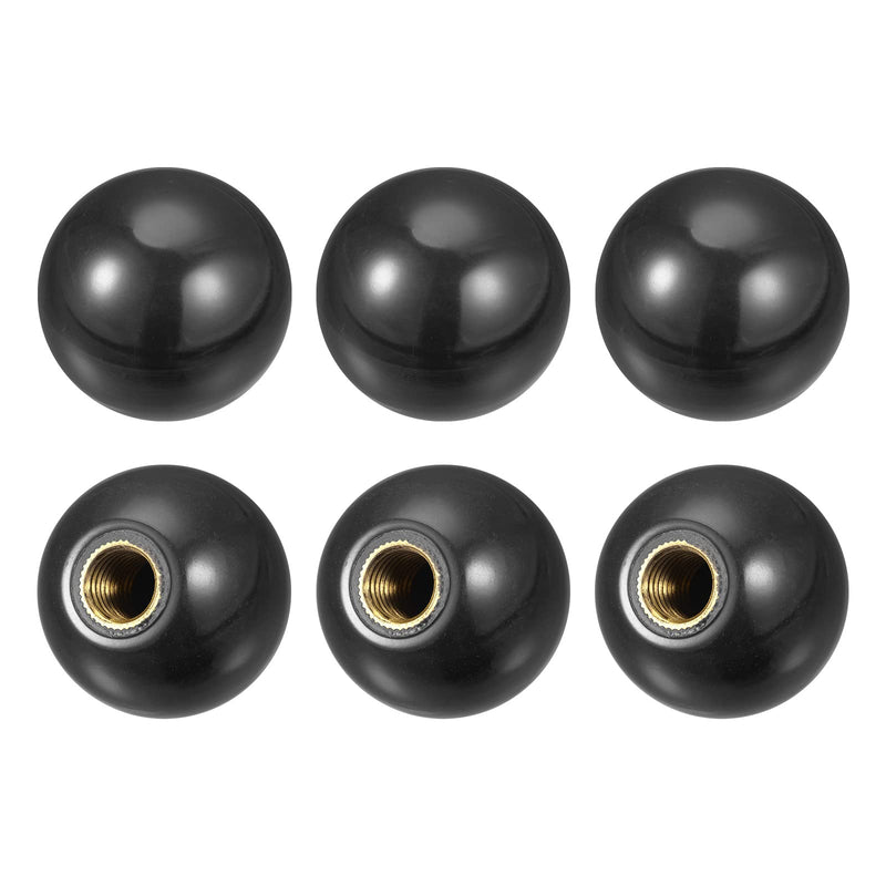 [Australia - AusPower] - uxcell 6Pcs Threaded Ball Knobs, M12 Female Thread Thermoset Ball Knob 1.57'' Dia Black Round Operation Ball Handles with Copper Insert for Machine Handle Tool Replacement M12x1.57'' 