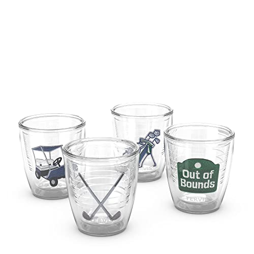 Tervis The Links Golf Collection Made in USA Double Walled Insulated Tumbler Travel Cup Keeps Drinks Cold & Hot, 12oz - 4pk, Assorted 12 Ounces (Set of 4)