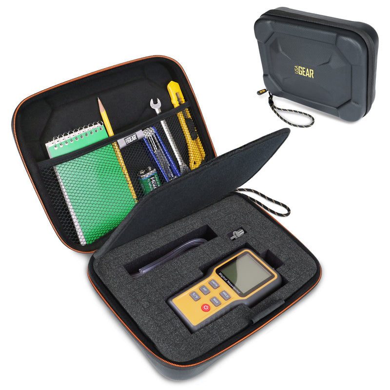 [Australia - AusPower] - USA GEAR Manometer Case - Manometer Gauge Case with Customizable Foam Interior & Durable Exterior Compatible with Fieldpiece Manometer, Leaton Professional Air Pressure Meter & More Digital Manometer 