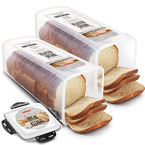 Tafura 2-pack 5L BPA-free airtight bread boxes with clear lids, ideal for storing bread and baked goods.