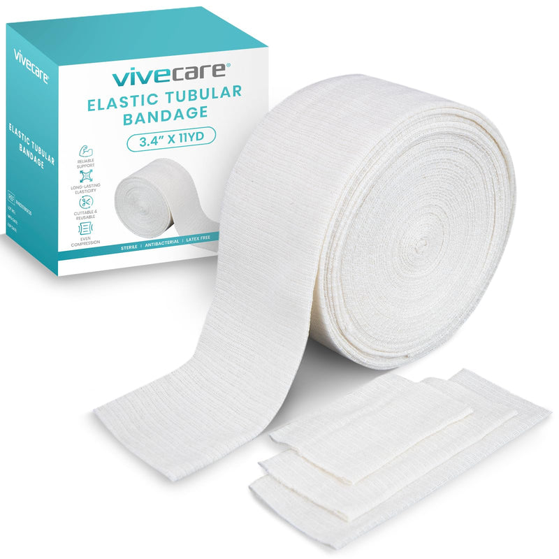 [Australia - AusPower] - Elastic Tubular Bandage - (3.4" x 33 Feet) Stockinette Tubing for Arm & Legs - Stretch Cotton Compression Sleeve for Wound Care - Fabric Mesh Tube Gauze for Support 3.4”x11YD Beige 