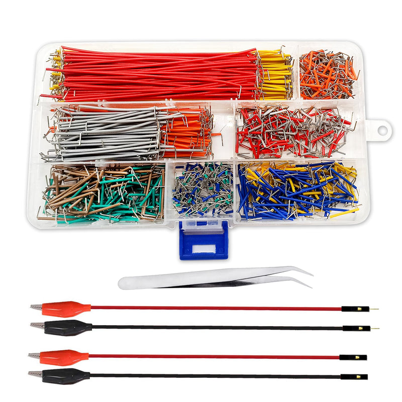 [Australia - AusPower] - 840Pcs Breadboard Jumper Wire kit for Arduino, 14 Vaules, 2 mm/0.08"-125 mm/4.92" Minidodoca U-Shape Magnetic jumper wires assortment kit & 4Pcs 34cm/13.4 inch Length Alligator clip test leads 840pcs+4pcs Alligator 