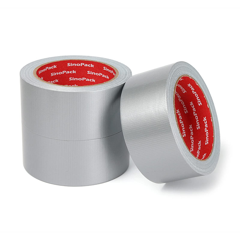 3 Pack Duct Tape Heavy Duty Waterproof No Residue Sliver Duct Tape Total Length 60 Yards x 1.88 Inch x 9Mils,Strong Adhesive Sliver Tape for Indoor Outdoor Repairs Tear by Hand 1.88in x 20y-3Pack