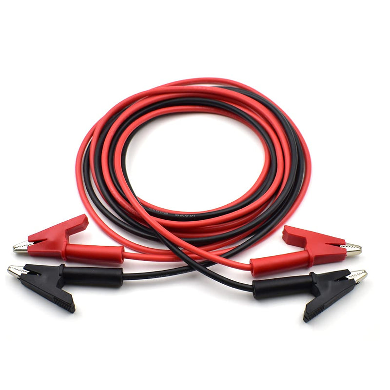[Australia - AusPower] - 2 Pcs Dual Ended Crocodile Alligator Clips, 14AWG Test Lead Wire Cable with Insulators Clips, 10 ft Test Flexible Cable with Protective Jack Copper Clamps for Electrical Testing 2Pcs-10ft 