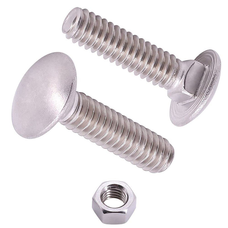 [Australia - AusPower] - M6-1.0 x 12mm (12 Sets) Carriage Bolt DIN603 with Hex Nut DIN934, Full Coarse Thread, 304 Stainless Steel 18-8, Round Head Square Neck Screws Coach Bolt M6-1.0 x 12mm 12 
