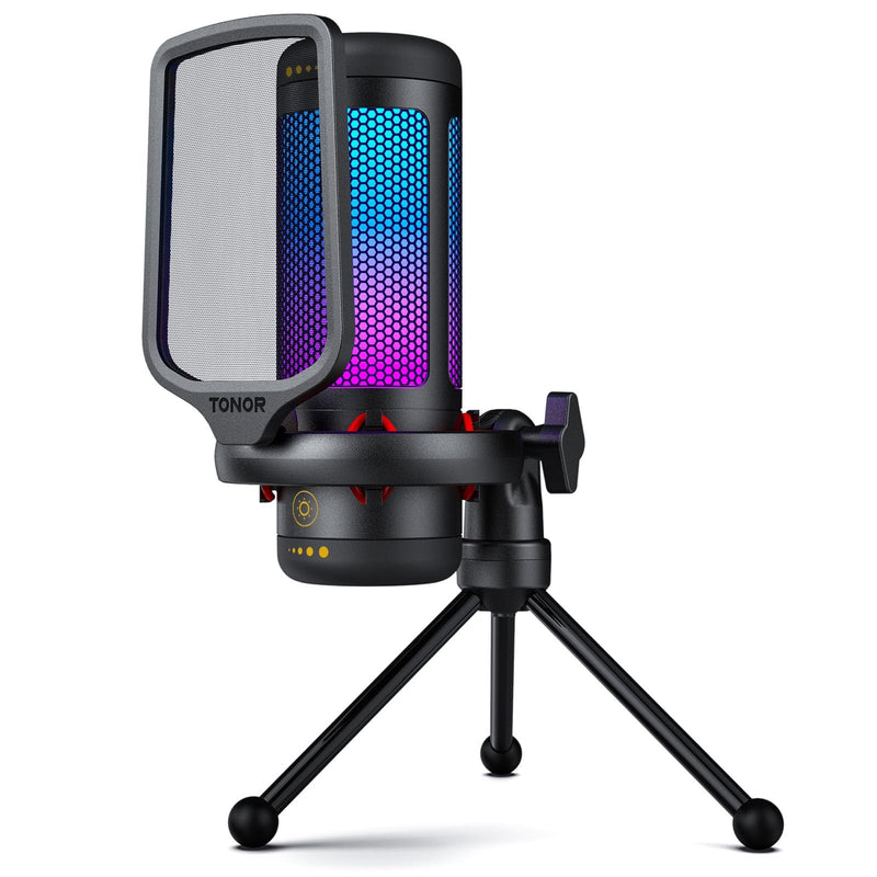 [Australia - AusPower] - TONOR Gaming Mic, USB Microphone for PC Computer, Cardioid Condenser Mic with Adjustable RGB Modes & Brightness, Quick Mute, Gain Control, for Streaming, Podcasting, Recording, PS4/5 Desktop Mic TC310 